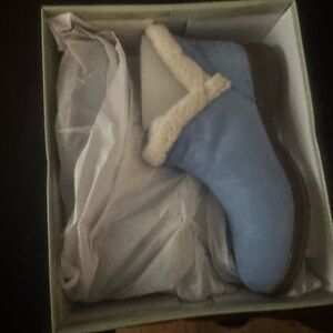 Array Blue Ankle Boots with Cream Trim